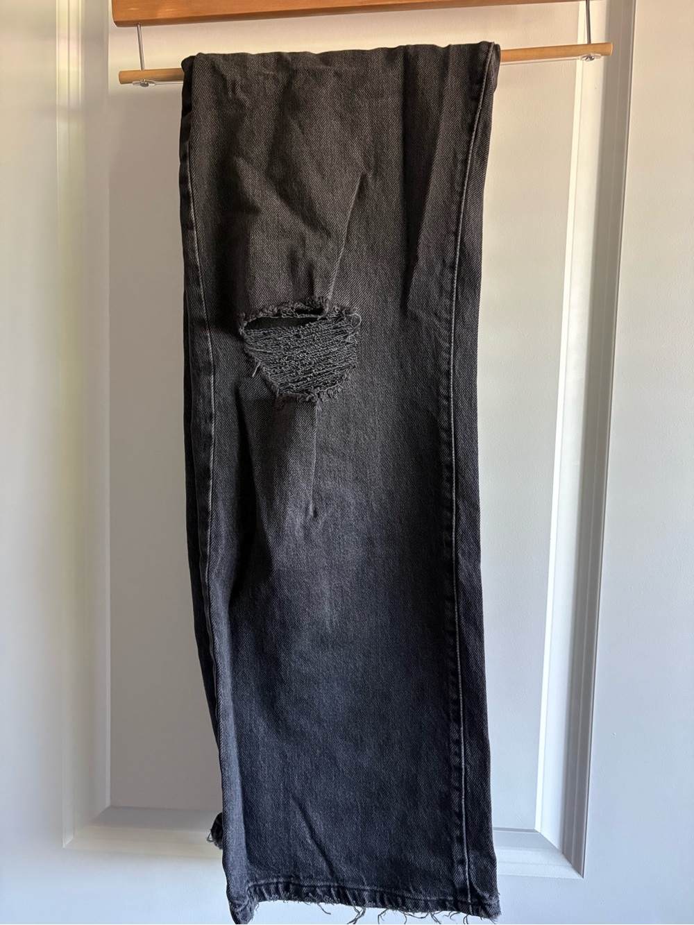 Garage Black Flare Jeans with Knee Distress